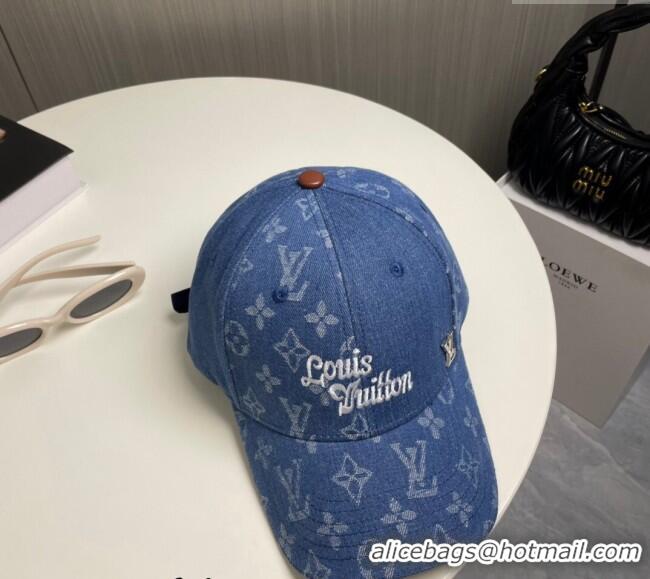 High Quality Louis Vuitton Denim Baseball Hat 073001 Blue 2024