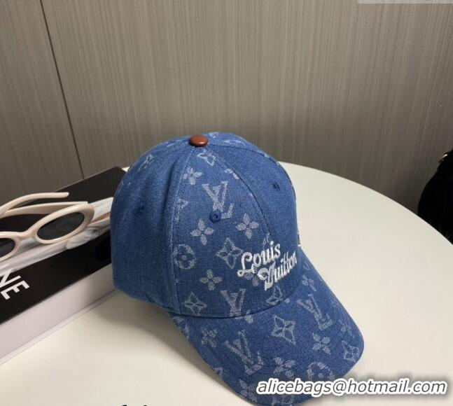 High Quality Louis Vuitton Denim Baseball Hat 073001 Blue 2024