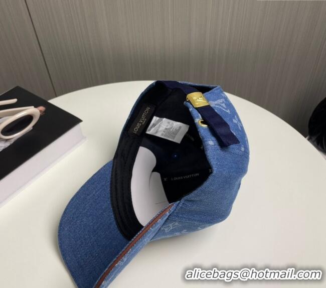 High Quality Louis Vuitton Denim Baseball Hat 073001 Blue 2024