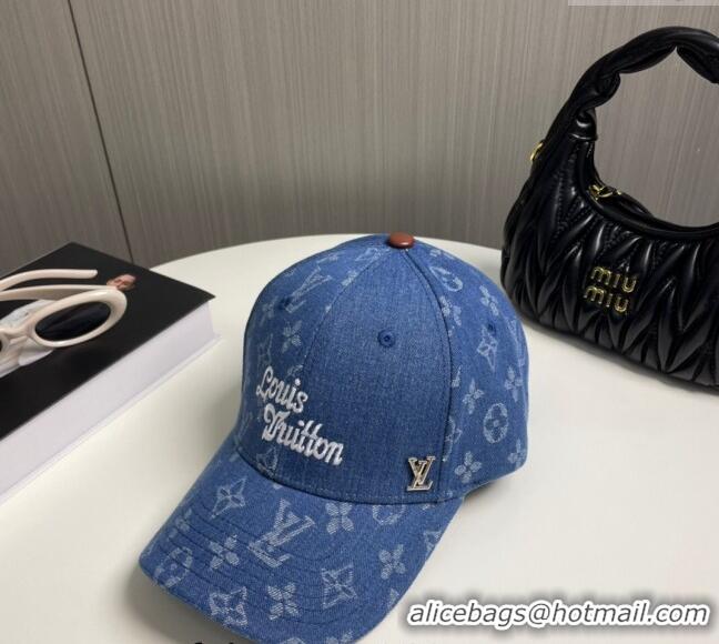 High Quality Louis Vuitton Denim Baseball Hat 073001 Blue 2024