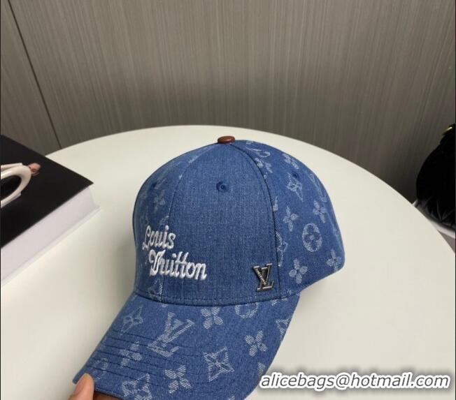 High Quality Louis Vuitton Denim Baseball Hat 073001 Blue 2024