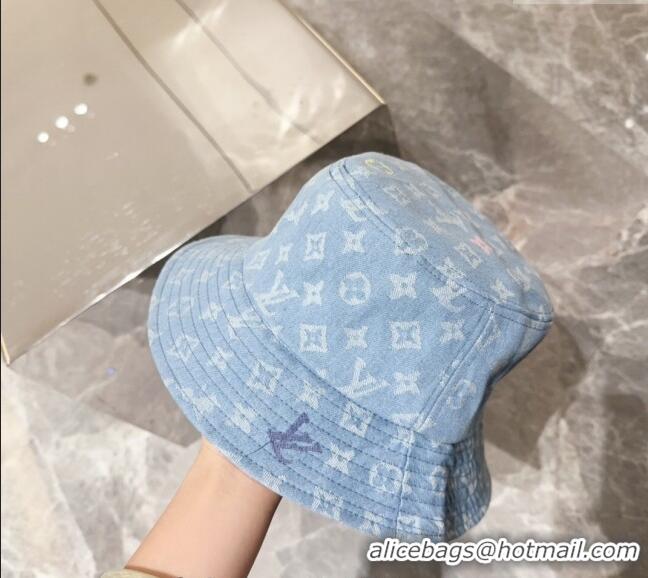 Top Quality Louis Vuitton Denim Bucket hat LV082301 Light Blue 2024