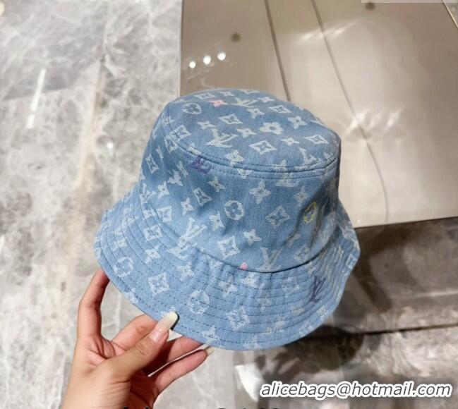 Top Quality Louis Vuitton Denim Bucket hat LV082301 Light Blue 2024