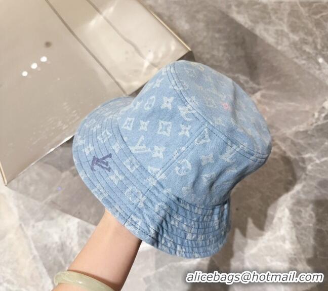 Top Quality Louis Vuitton Denim Bucket hat LV082301 Light Blue 2024