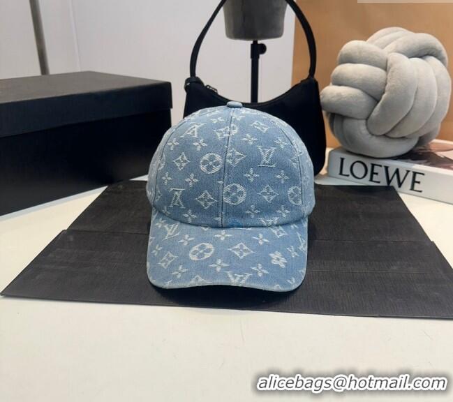 Luxury Classic Louis Vuitton Denim Baseball hat LV082303 Light Blue 2024