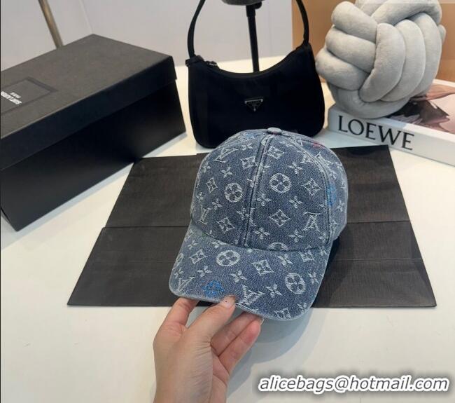Market Sells Louis Vuitton Denim Baseball hat LV082303 Dark Blue 2024