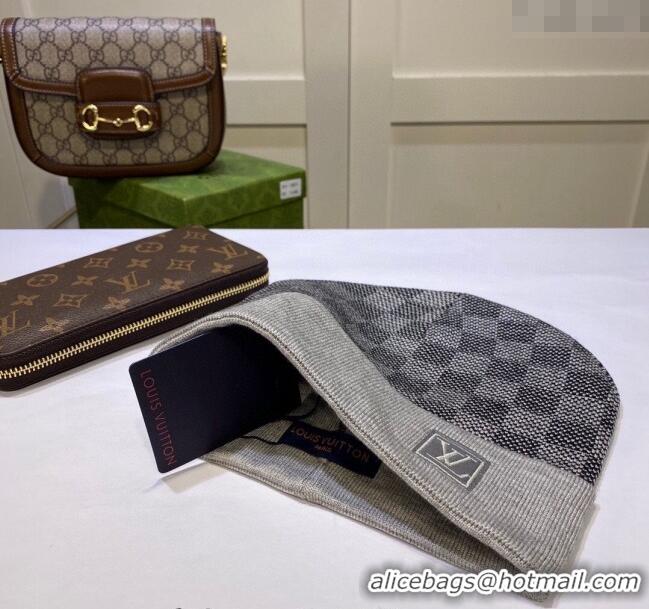 Grade Quality Louis Vuitton Damier Knit Hat LV091302 Grey 2024
