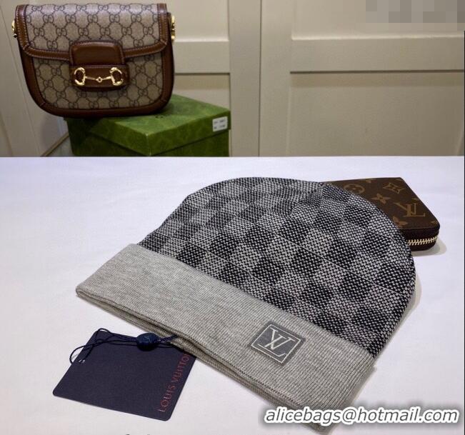 Grade Quality Louis Vuitton Damier Knit Hat LV091302 Grey 2024