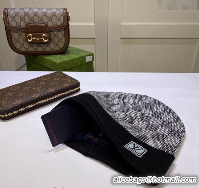 Cheap Price Louis Vuitton Damier Knit Hat LV091302 Black 2024