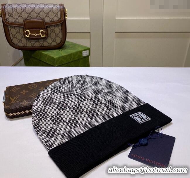 Cheap Price Louis Vuitton Damier Knit Hat LV091302 Black 2024