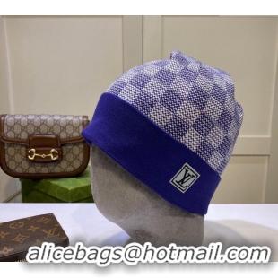 Pretty Style Louis Vuitton Damier Knit Hat LV091302 Blue 2024