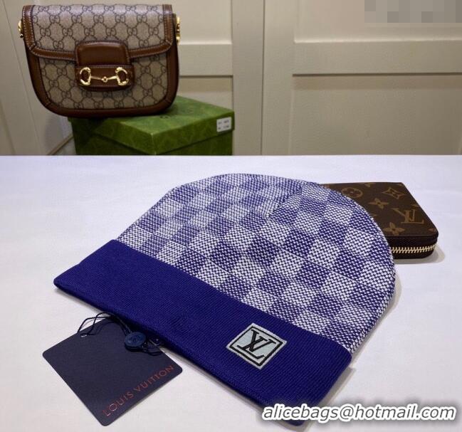 Pretty Style Louis Vuitton Damier Knit Hat LV091302 Blue 2024