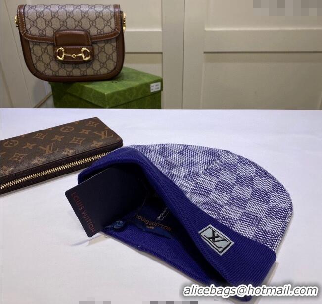 Pretty Style Louis Vuitton Damier Knit Hat LV091302 Blue 2024