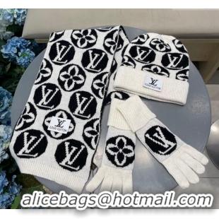 Buy Cheap Louis Vuitton Knit Scarf, Hat and Gloves Set 1129 White 2024