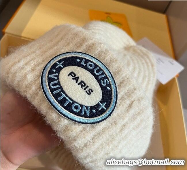 Newly Launched Louis Vuitton Knit Hat with Logo Patch 0114 White 2025