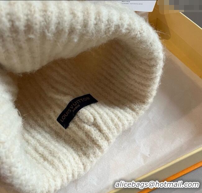 Newly Launched Louis Vuitton Knit Hat with Logo Patch 0114 White 2025