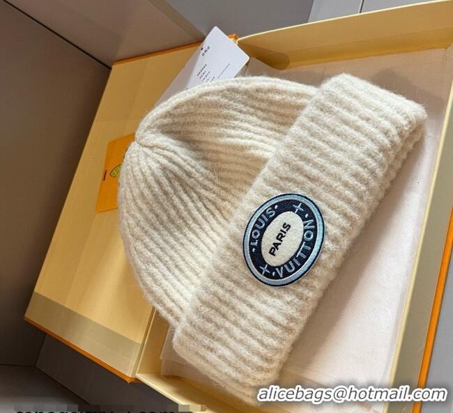Newly Launched Louis Vuitton Knit Hat with Logo Patch 0114 White 2025