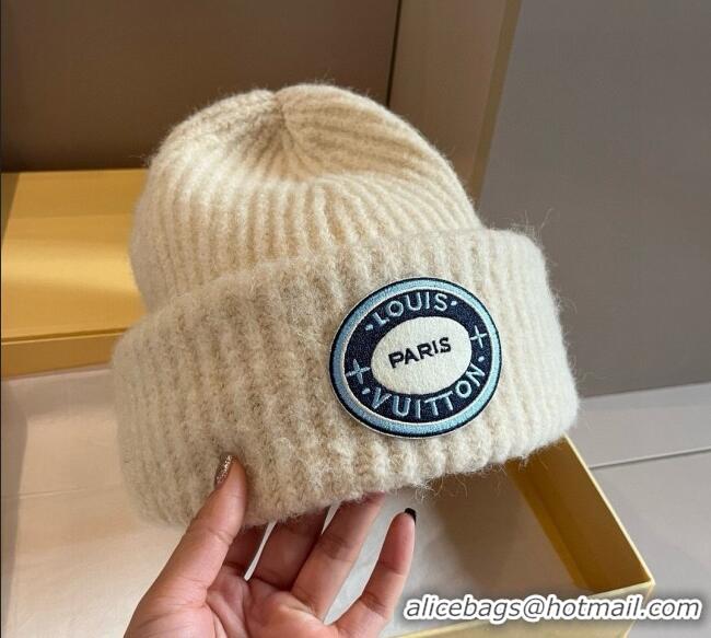 Newly Launched Louis Vuitton Knit Hat with Logo Patch 0114 White 2025