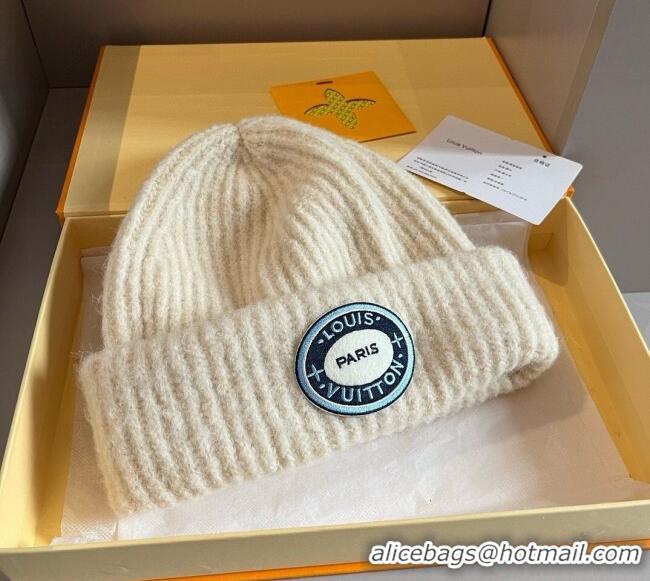 Newly Launched Louis Vuitton Knit Hat with Logo Patch 0114 White 2025