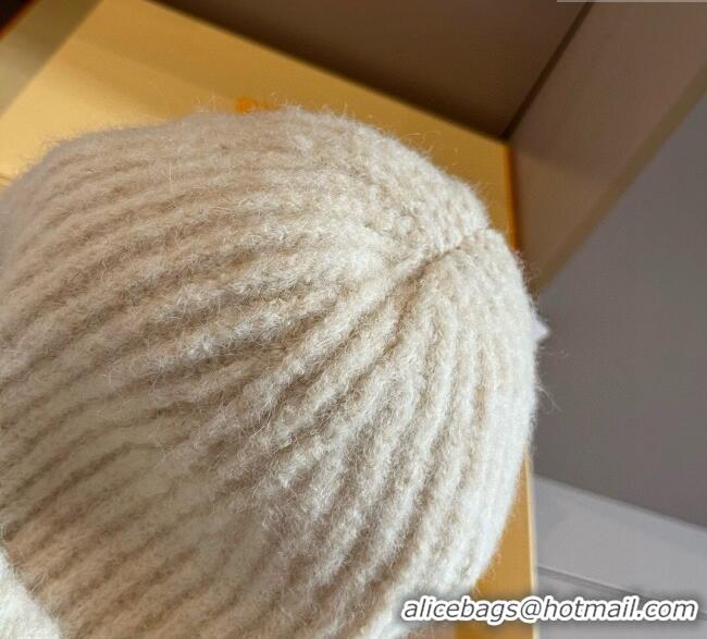 Newly Launched Louis Vuitton Knit Hat with Logo Patch 0114 White 2025