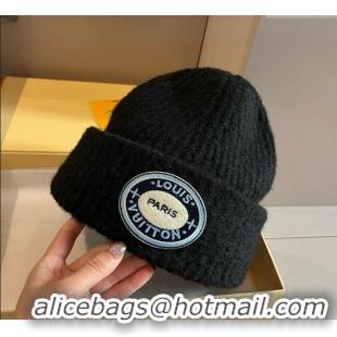 Particularly Recommended Louis Vuitton Knit Hat with Logo Patch 0114 Black 2025