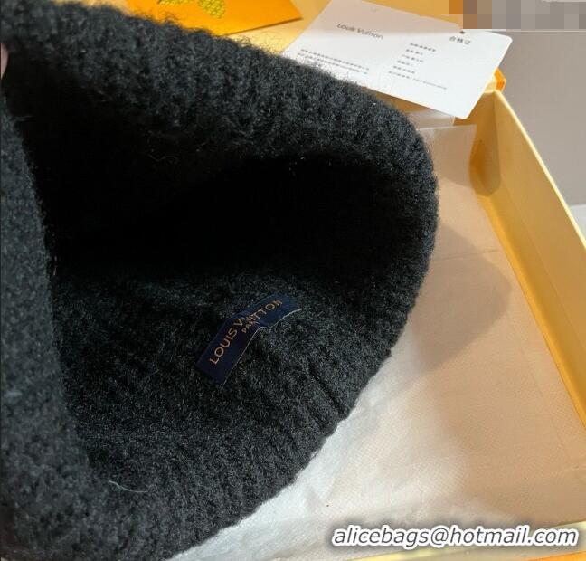 Particularly Recommended Louis Vuitton Knit Hat with Logo Patch 0114 Black 2025