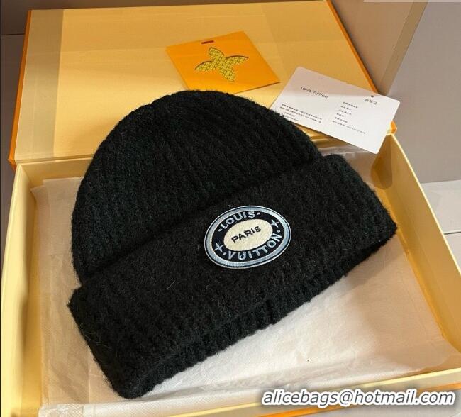 Particularly Recommended Louis Vuitton Knit Hat with Logo Patch 0114 Black 2025