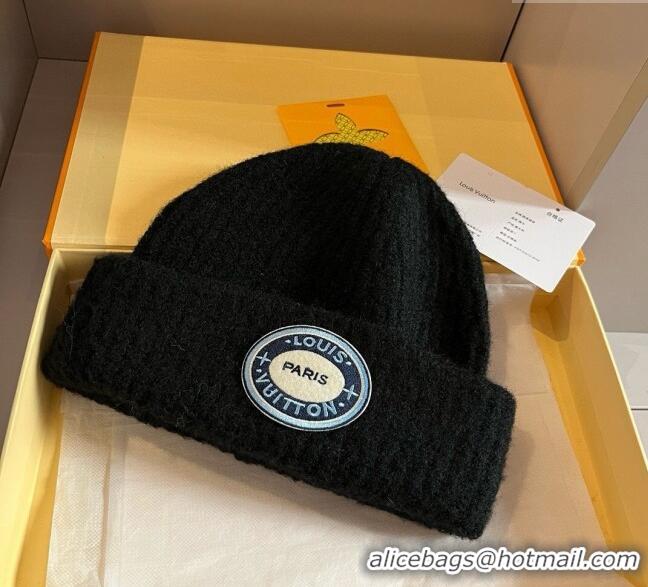 Particularly Recommended Louis Vuitton Knit Hat with Logo Patch 0114 Black 2025