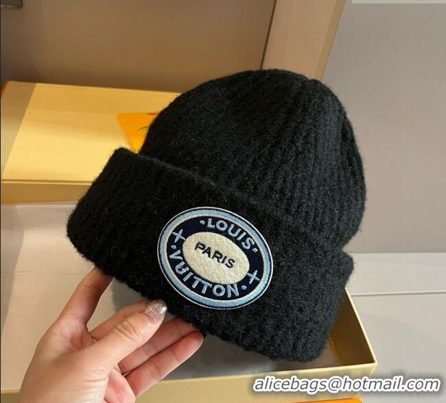 Particularly Recommended Louis Vuitton Knit Hat with Logo Patch 0114 Black 2025