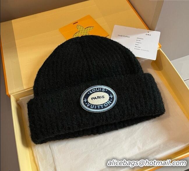 Particularly Recommended Louis Vuitton Knit Hat with Logo Patch 0114 Black 2025