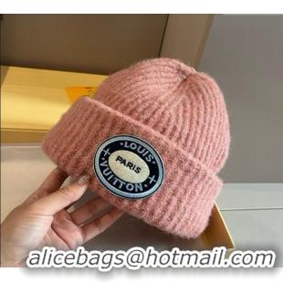 Buy Discount Louis Vuitton Knit Hat with Logo Patch 0114 Pink 2025