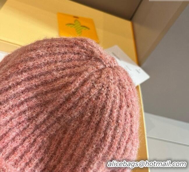 Buy Discount Louis Vuitton Knit Hat with Logo Patch 0114 Pink 2025