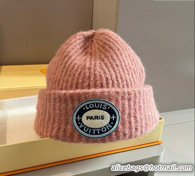Buy Discount Louis Vuitton Knit Hat with Logo Patch 0114 Pink 2025