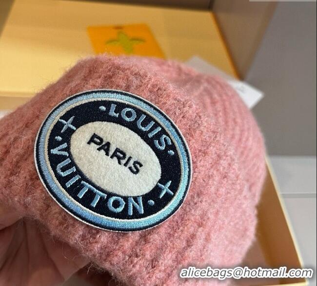 Buy Discount Louis Vuitton Knit Hat with Logo Patch 0114 Pink 2025