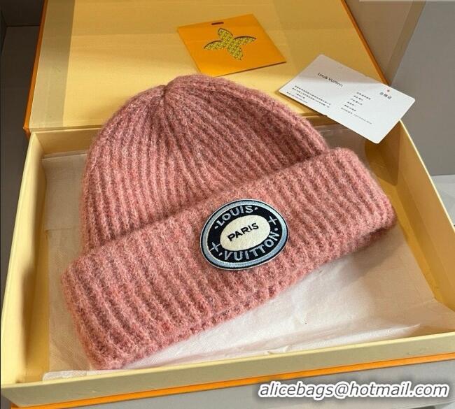 Buy Discount Louis Vuitton Knit Hat with Logo Patch 0114 Pink 2025