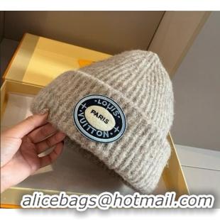 Top Design Louis Vuitton Knit Hat with Logo Patch 0114 Grey 2025