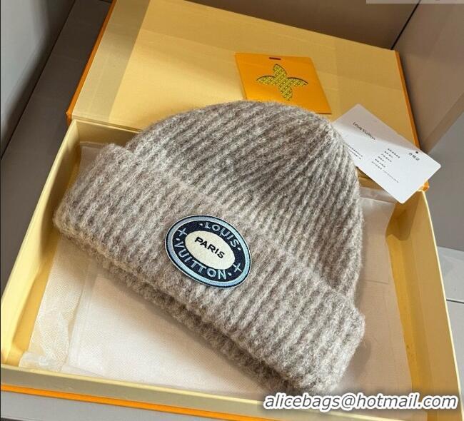 Top Design Louis Vuitton Knit Hat with Logo Patch 0114 Grey 2025