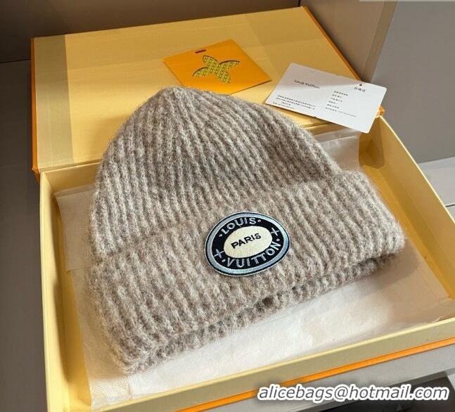 Top Design Louis Vuitton Knit Hat with Logo Patch 0114 Grey 2025