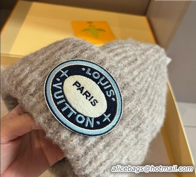 Top Design Louis Vuitton Knit Hat with Logo Patch 0114 Grey 2025