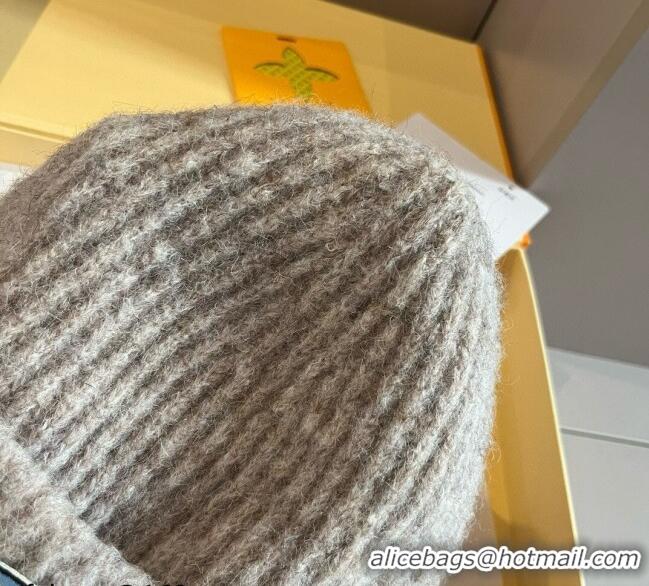 Top Design Louis Vuitton Knit Hat with Logo Patch 0114 Grey 2025