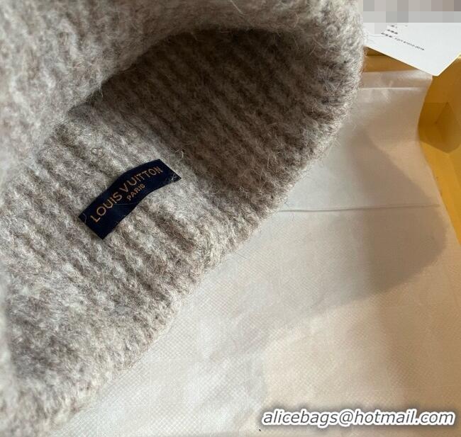 Top Design Louis Vuitton Knit Hat with Logo Patch 0114 Grey 2025