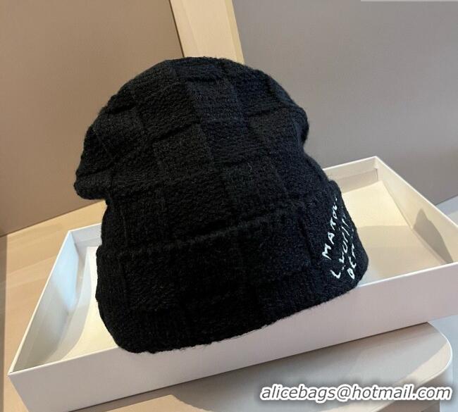 Classic Discount Louis Vuitton Damier Knit Hat 0114 Black 2025