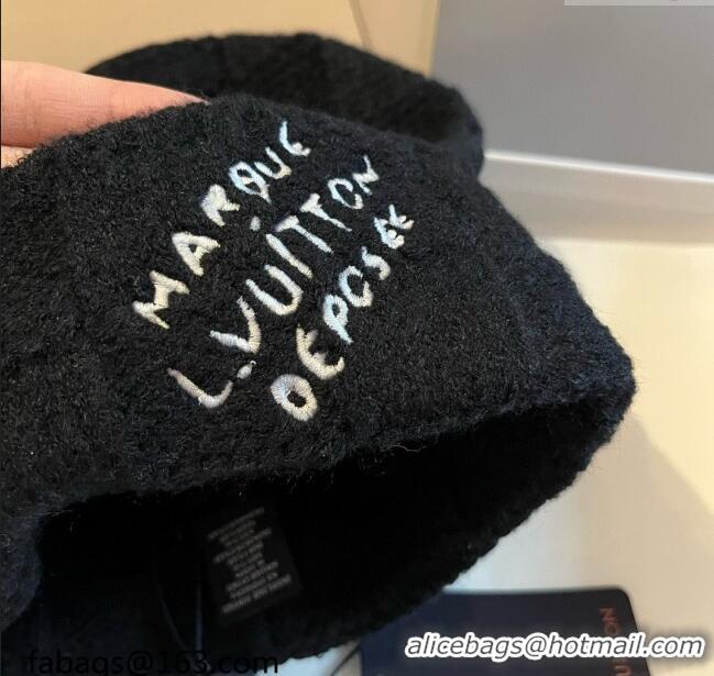 Classic Discount Louis Vuitton Damier Knit Hat 0114 Black 2025