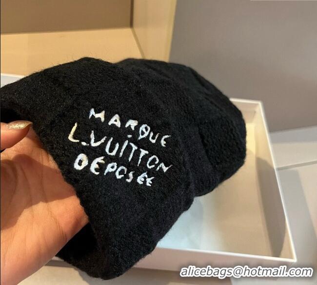 Classic Discount Louis Vuitton Damier Knit Hat 0114 Black 2025