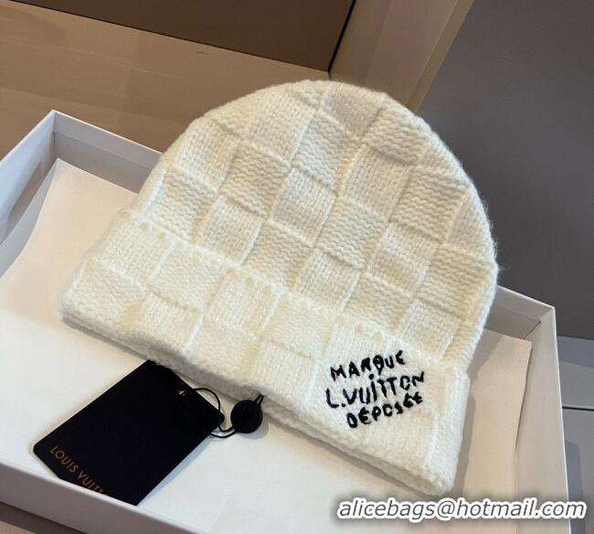 Classic Specials Louis Vuitton Damier Knit Hat 0114 White 2025