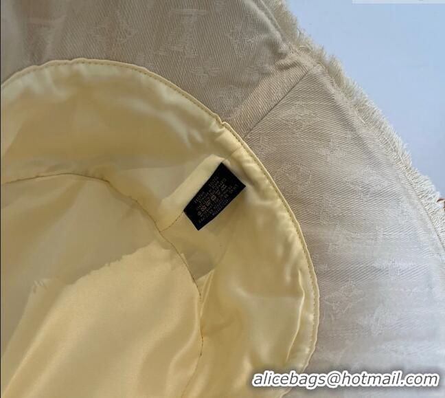 Grade Inexpensive Louis Vuitton Monogram Denim Bucket Hat with Fringe Trim 17123 White 2025