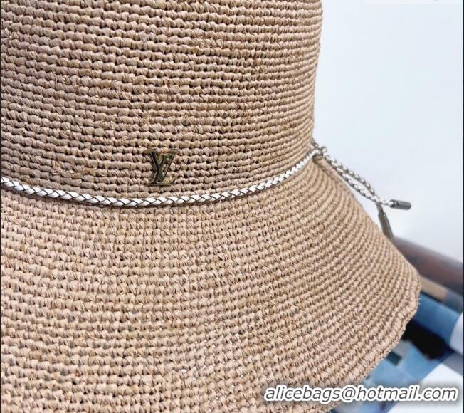 Well Crafted Louis Vuitton Straw Bucket Hat with Cord Trim 18039 Natural 2025