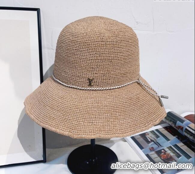 Well Crafted Louis Vuitton Straw Bucket Hat with Cord Trim 18039 Natural 2025