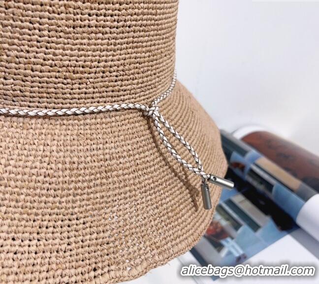 Well Crafted Louis Vuitton Straw Bucket Hat with Cord Trim 18039 Natural 2025