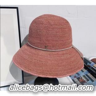 Best Grade Louis Vuitton Straw Bucket Hat with Cord Trim 18039 Pink 2025